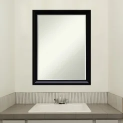 Amanti Art Steinway Black Scoop Petite Bevel Wood Bathroom Wall Mirror 27 X 21 In. -Shower Room Store GUEST 001c260a 4025 44e1 a836 24bcda9392e5