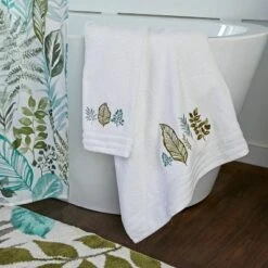 2pc Sprouted Palm Hand Towel Set White - SKL Home -Shower Room Store GUEST 00c236d7 a4a0 4844 b1f6 7b17ec701bb8