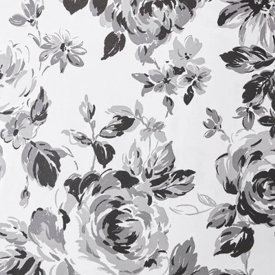 Hannah Floral Printed Shower Curtain Black/White 3 Hannah Floral Printed Shower Curtain Black/White - Image 3