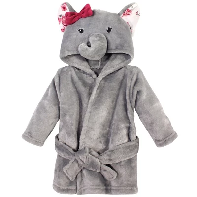 Hudson Baby Infant Girl Plush Animal Face Bathrobe, Gray Rose Elephant, 0-9 Months 1 Hudson Baby Infant Girl Plush Animal Face Bathrobe, Gray Rose Elephant, 0-9 Months