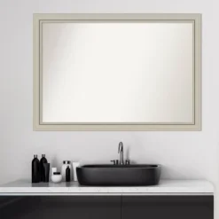 40" X 28" Non-Beveled Romano Silver Narrow Wood Bathroom Wall Mirror - Amanti Art 12 40" X 28" Non-Beveled Romano Silver Narrow Wood Bathroom Wall Mirror - Amanti Art -Shower Room Store GUEST 0759d939 6208 44e3 9a0e 874b52136167