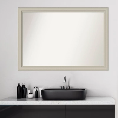 40" X 28" Non-Beveled Romano Silver Narrow Wood Bathroom Wall Mirror - Amanti Art 5 40" X 28" Non-Beveled Romano Silver Narrow Wood Bathroom Wall Mirror - Amanti Art - Image 5