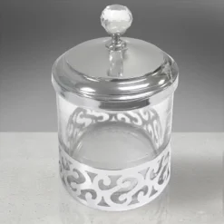 Scroll Cotton Jar Silver - Popular Bath Popular Home