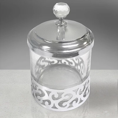 Scroll Cotton Jar Silver - Popular Bath Popular Home 1 Scroll Cotton Jar Silver - Popular Bath Popular Home