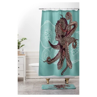 Valentina Ramos Octopus Bloom Cushion Bath Mat Blue - Deny Designs 3 Valentina Ramos Octopus Bloom Cushion Bath Mat Blue - Deny Designs - Image 3