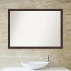 41" X 30" Non-Beveled Fresco Wood Bathroom Wall Mirror Dark Walnut Brown - Amanti Art -Shower Room Store GUEST 07e479f8 955e 44c8 a60c 0a18b4faf32d