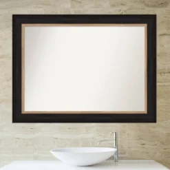 45" X 34" Non-Beveled Vogue Black Bathroom Wall Mirror - Amanti Art -Shower Room Store GUEST 0804706f 1198 4f6e 8656 76230d3acd12