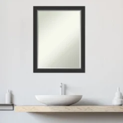 Amanti Art Corvino Black Narrow Petite Bevel Wood Bathroom Wall Mirror 27 X 21 In. -Shower Room Store GUEST 092ee290 5a6e 492e b35b ad581f81f66c