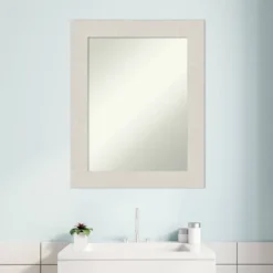 24" X 30" Non-Beveled Rustic Plank White Bathroom Wall Mirror - Amanti Art -Shower Room Store GUEST 0d0eb22b 5588 4829 8955 4a69f851c92e