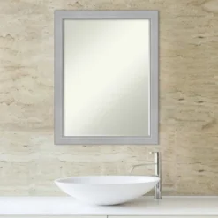 Amanti Art Vista Brushed Nickel Narrow Petite Bevel Bathroom Wall Mirror 26.5 X 20.5 In. -Shower Room Store GUEST 0deceb50 d3ca 44f6 b1bd 78163591b089