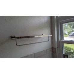 Hamilton Hills Flat Brushed Nickel Towel Rack With Hanging Bar - Silver