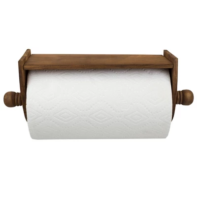 Home Basics Quick Install Rustic Pine Wood Wall Mounted Paper Towel Holder With Flat Top, Brown 4 Home Basics Quick Install Rustic Pine Wood Wall Mounted Paper Towel Holder With Flat Top, Brown - Image 4