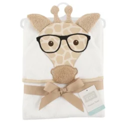 Hudson Baby Infant Cotton Animal Face Hooded Towel, Nerdy Giraffe, One Size
