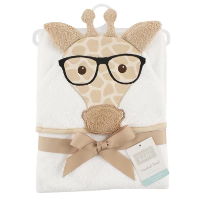 Hudson Baby Infant Cotton Animal Face Hooded Towel, Nerdy Giraffe, One Size 1 Hudson Baby Infant Cotton Animal Face Hooded Towel, Nerdy Giraffe, One Size
