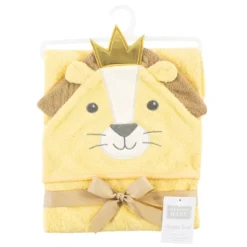 Hudson Baby Infant Boy Cotton Animal Face Hooded Towel, King Lion, One Size