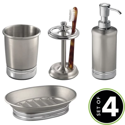 MDesign 4 Piece Metal Bathroom Vanity Countertop Accessory Set 1 MDesign 4 Piece Metal Bathroom Vanity Countertop Accessory Set