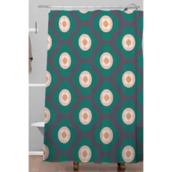 Beshka Kueser Shapes Flowers Shower Curtain Green - Deny Designs