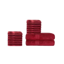 2 Piece Bath Towel And 12 Piece Face Towel Set, Rayon From Bamboo And Cotton, Plush And Thick, Solid Terry Towels With Dobby Border By Blue Nile Mills -Shower Room Store GUEST 150f1394 897a 49eb 951e 85177e7ab066