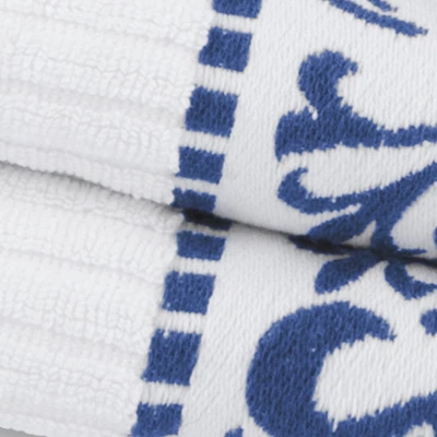 100% Cotton Medium Weight Floral Border Infinity Trim 6 Piece Assorted Bathroom Towel Set By Blue Nile Mills 2 100% Cotton Medium Weight Floral Border Infinity Trim 6 Piece Assorted Bathroom Towel Set By Blue Nile Mills - Image 2