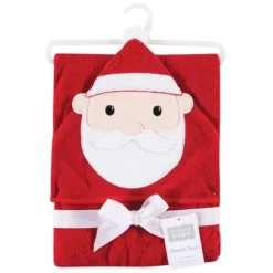 Hudson Baby Unisex Baby Cotton Animal Hooded Towel, Santa, One Size