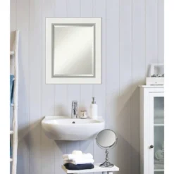 Eva White Silver Framed Bathroom Vanity Wall Mirror - Amanti Art -Shower Room Store GUEST 1627ed37 86fe 4df1 8767 79ef11ac0ec5