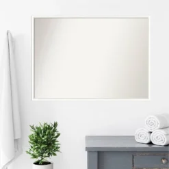 39" X 28" Non-Beveled Lucie Wood Bathroom Wall Mirror White - Amanti Art -Shower Room Store GUEST 17cad6e8 6d9e 44ce a006 af0d82e8d673