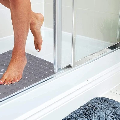 Tranquil Beauty 21" X 21" Solid Gray Square Non-Slip Shower And Bath Mats With Suction Cups Ideal For Kids & Elderly 2 Tranquil Beauty 21" X 21" Solid Gray Square Non-Slip Shower And Bath Mats With Suction Cups Ideal For Kids & Elderly - Image 2
