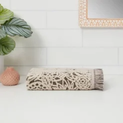 Shower Room Store 16 Allover Pattern Towels Black/White - Opalhouse