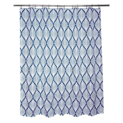 Deco Leaf Shower Curtain Navy/White - Moda At Home 2 Deco Leaf Shower Curtain Navy/White - Moda At Home - Image 2