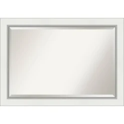 Eva White Silver Framed Bathroom Vanity Wall Mirror - Amanti Art -Shower Room Store GUEST 2406587a d2ac 45e8 a5a0 3e6ba4205c8c