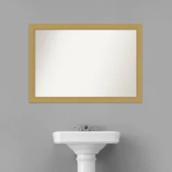 40" X 28" Non-Beveled Grace Bathroom Wall Mirror Brushed Gold - Amanti Art 14 40" X 28" Non-Beveled Grace Bathroom Wall Mirror Brushed Gold - Amanti Art -Shower Room Store GUEST 2491ca30 df5e 498d aa89 69ef07a15dae