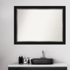 44" X 33" Non-Beveled Eva Bathroom Wall Mirror Black - Amanti Art 15 44" X 33" Non-Beveled Eva Bathroom Wall Mirror Black - Amanti Art -Shower Room Store GUEST 25c9038a 156c 4be7 b375 f46587bd2276