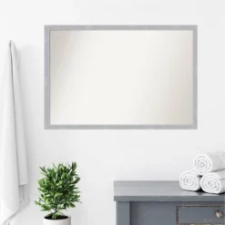 38" X 26" Non-Beveled Grace Narrow Bathroom Wall Mirror Brushed Nickel - Amanti Art 15 38" X 26" Non-Beveled Grace Narrow Bathroom Wall Mirror Brushed Nickel - Amanti Art -Shower Room Store GUEST 26775d77 117c 4aa2 ab78 0811d3e0e4c1