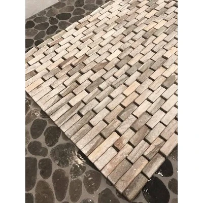 27.5" X 19.5" Teak Bath Math Ancient Stone - Hip-o Modern Living 3 27.5" X 19.5" Teak Bath Math Ancient Stone - Hip-o Modern Living - Image 3