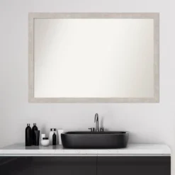 39" X 27" Non-Beveled Marred Wood Bathroom Wall Mirror Silver - Amanti Art -Shower Room Store GUEST 295035e5 a2d2 4fa8 b179 8e5dccf38d49