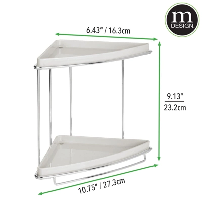 MDesign Metal Bathroom Vanity Corner Storage Caddy, 2 Shelves 4 MDesign Metal Bathroom Vanity Corner Storage Caddy, 2 Shelves - Image 4