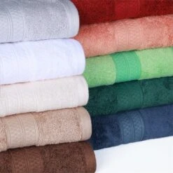 2 Piece Bath Towel And 12 Piece Face Towel Set, Rayon From Bamboo And Cotton, Plush And Thick, Solid Terry Towels With Dobby Border By Blue Nile Mills -Shower Room Store GUEST 2a347c35 871e 45a6 ac3e a64284dcc0f9 1