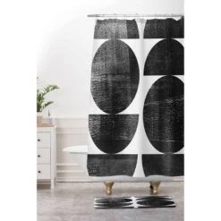 Mid Century Modern Circles Memory Foam Bath Mat Black/White - Deny Designs