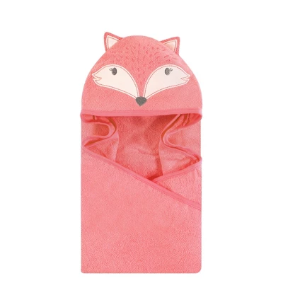 Hudson Baby Infant Girl Cotton Animal Face Hooded Towel, Miss Fox, One Size 1 Hudson Baby Infant Girl Cotton Animal Face Hooded Towel, Miss Fox, One Size