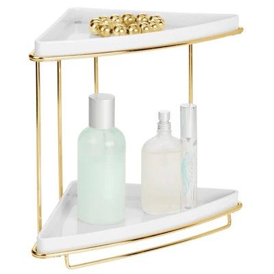 MDesign Metal Bathroom Vanity Corner Storage Caddy, 2 Shelves 11 MDesign Metal Bathroom Vanity Corner Storage Caddy, 2 Shelves - Image 11