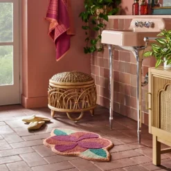 Shower Room Store 12 Seasons Go Around Flower Shaped Bath Rug Rose Red - Opalhouseâ„¢ Designed With Jungalowâ„¢