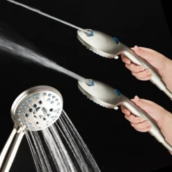 High Pressure Handheld Rain 50 Mode Three Way Shower Head Combo With Adjustable Arm Nickel - Aquabar 8 High Pressure Handheld Rain 50 Mode Three Way Shower Head Combo With Adjustable Arm Nickel - Aquabar -Shower Room Store GUEST 30866d05 c918 4b61 811f c7f14a847e9e