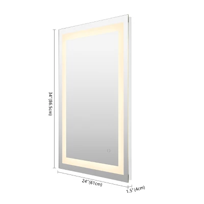Remy Rectangular Frameless Anti-Fog Aluminum Front-lit Tri-color LED Bathroom Vanity Mirror With Smart Touch Control - JONATHAN Y 9 Remy Rectangular Frameless Anti-Fog Aluminum Front-lit Tri-color LED Bathroom Vanity Mirror With Smart Touch Control - JONATHAN Y - Image 9