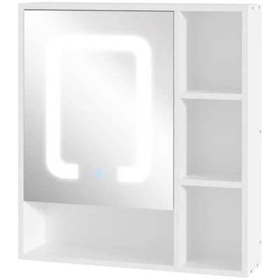 Kleankin LED Light Medicine Cabinet With Mirror Door, Wall-Mounted Bathroom Vanity Organizer With Dimmer Touch Switch, And USB Charge, White 3 Kleankin LED Light Medicine Cabinet With Mirror Door, Wall-Mounted Bathroom Vanity Organizer With Dimmer Touch Switch, And USB Charge, White - Image 3