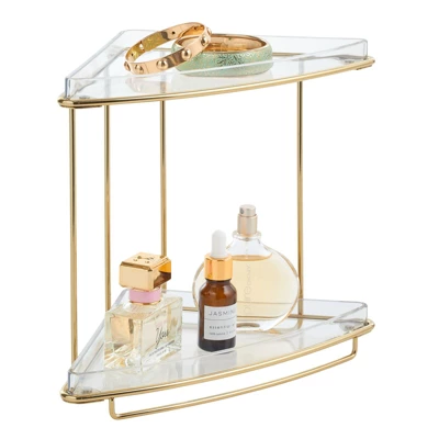 MDesign Metal Bathroom Vanity Corner Storage Caddy, 2 Shelves 8 MDesign Metal Bathroom Vanity Corner Storage Caddy, 2 Shelves - Image 8