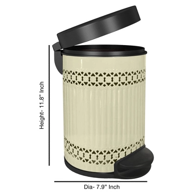Laser Cut Ivory Step Garbage Trash Can & Toilet Brush Holder With Lid Ivory - Nu Steel 5 Laser Cut Ivory Step Garbage Trash Can & Toilet Brush Holder With Lid Ivory - Nu Steel - Image 5