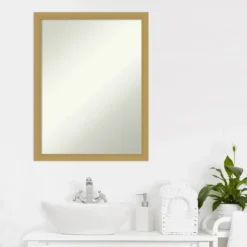 20" X 26" Non-Beveled Grace Narrow Bathroom Wall Mirror Brushed Gold - Amanti Art 14 20" X 26" Non-Beveled Grace Narrow Bathroom Wall Mirror Brushed Gold - Amanti Art -Shower Room Store GUEST 378ebbc3 16a5 430b 9dd6 910f27de190c