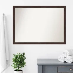 41" X 30" Non-Beveled Fresco Wood Bathroom Wall Mirror Dark Walnut Brown - Amanti Art -Shower Room Store GUEST 3b3c8ce5 4a19 46be adb6 33c4b8e930d6