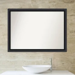 42" X 31" Non-Beveled Nero Wood Bathroom Wall Mirror Black - Amanti Art -Shower Room Store GUEST 3bd88b56 0785 45f9 b227 d1640ecdab7b