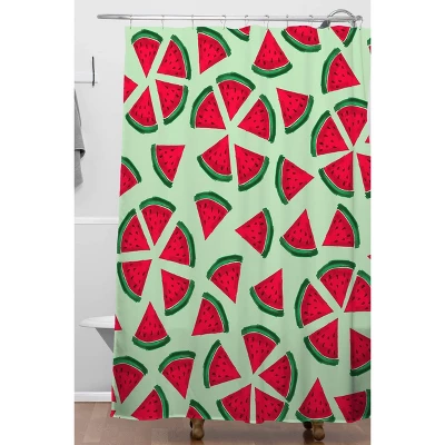 Kelli Murray Bloom Shower Curtain Green/Red - Deny Designs 1 Kelli Murray Bloom Shower Curtain Green/Red - Deny Designs